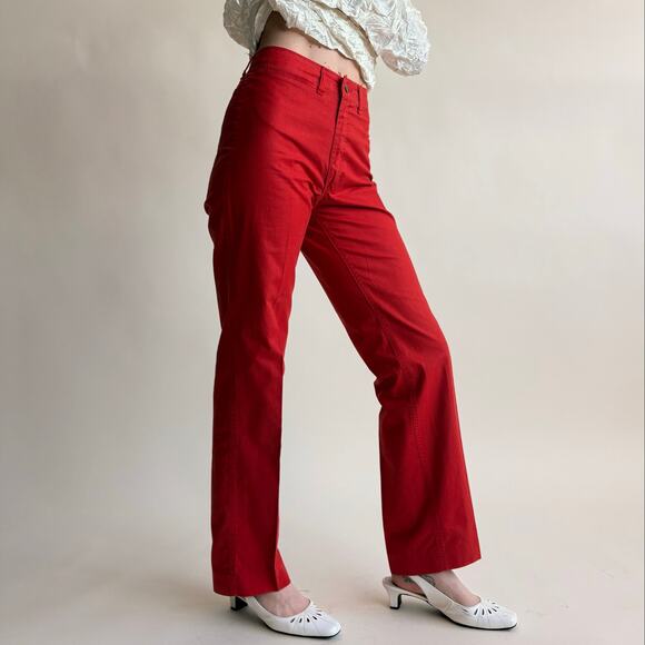 Cacharel Pants - Cacharel Paris Red High-Waisted Wide Leg Jeans - Size 8 (Fits 2)